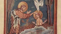 Taufe Christi (Evangeliar der Äbtissin Hitda de Meschede von 1020) / gemeinfrei