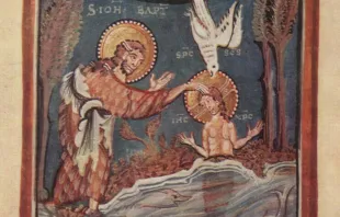 Taufe Christi (Evangeliar der Äbtissin Hitda de Meschede von 1020) / gemeinfrei