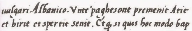 "Ich taufe Dich im Namen des Vaters und des Sohnes und des Heiligen Geistes": Auf albanisch steht die Taufformel aus dem 15. Jahrhundert zu lesen.