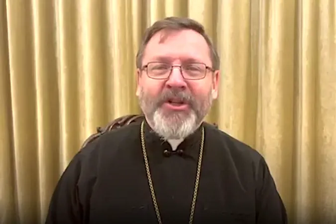 Großerzbischof Swjatoslaw Schewtschuk in seiner Videobotschaft am 27. Februar 2022 (Screenshot)