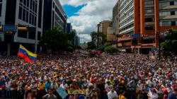 Demonstranten hören eine Rede von Juan Guaido am 23. Januar 2019 in Caracas.
 / Federico Parra/AFP/Getty Images