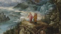 Weite Gebirgslandschaft mit der Versuchung Christi (Gemälde von Jan Brueghel dem Älteren) / gemeinfrei