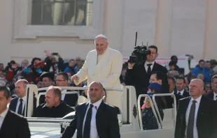 Papst Franziskus begrüßt Gläubige auf dem Petersplatz am 16. November 2016. / CNA/Lucia Ballester