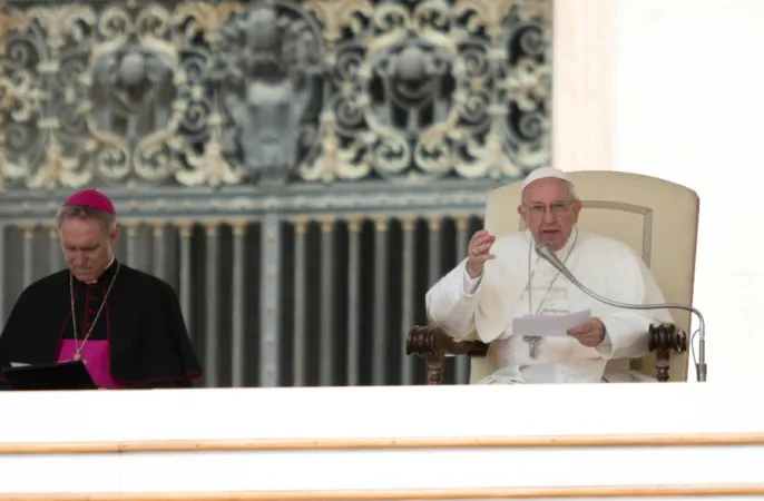 Papst Franziskus und der Präfekt des Päpstlichen Hauses, Erzbischof Georg Gänswein, bei der Generalaudienz am 14. Juni 2017