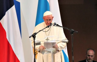 Papst Franziskus bei seiner Rede an der Päpstlichen Katholischen Universität von Chile am 17. Januar 2018. / CNA / Alvaro de Juana 