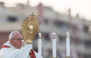 "Nehmt, das ist mein Leib" (Mk 14,22) – Papst Franziskus in Ostia am 3. Juni 2018 / CNA Deutsch / Daniel Ibanez