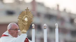 "Nehmt, das ist mein Leib" (Mk 14,22) – Papst Franziskus in Ostia am 3. Juni 2018 / CNA Deutsch / Daniel Ibanez