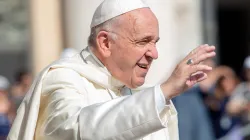 Papst Franziskus begrüßt Pilger auf dem Petersplatz am 5. Juni 2019 / Daniel Ibanez / CNA Deutsch
