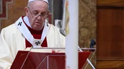 Papst Franziskus predigt in der Kirche Santo Spirito in Sassia am Weißen Sonntag, 19. April 2020 / Vatican Media
