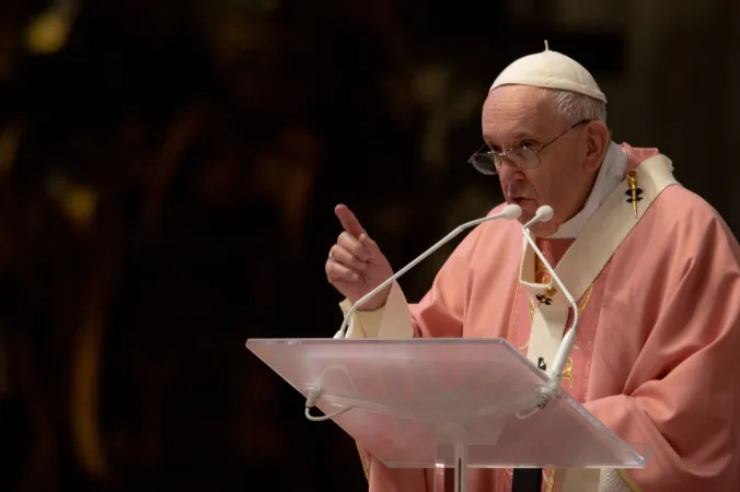 Papst Franziskus predigt am 14. März 2021 im Petersdom