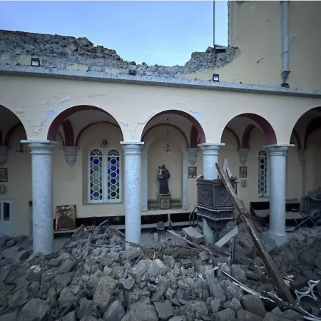Vom Erdbeben zerstörte katholische Kirche im syrischen Aleppo am 6. Februar 2023. 
