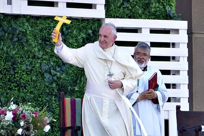 "Kennt ihr das 'Passwort' des Heiligen Alberto Hurtado?" Papst Franziskus bei der Begegnung mit Jugendlichen am 17. Januar 2018 in Chile