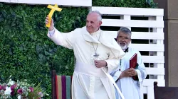 "Kennt ihr das 'Passwort' des Heiligen Alberto Hurtado?" Papst Franziskus bei der Begegnung mit Jugendlichen am 17. Januar 2018 in Chile / CNA / David Ramos
