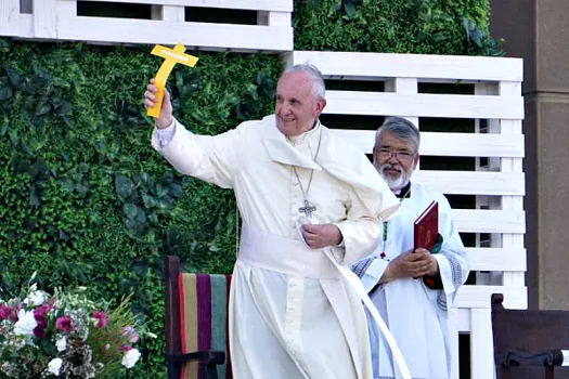 "Kennt ihr das 'Passwort' des Heiligen Alberto Hurtado?" Papst Franziskus bei der Begegnung mit Jugendlichen am 17. Januar 2018 in Chile / CNA / David Ramos