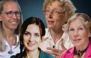 Katharina Westerhorstmann, Dorothea Schmidt, Marianne Schlosser und Hanna-Barbara Gerl-Falkovitz (von links). / Screenshot / YouTube / K-TV // private // EWTN // Diocese of Münster 