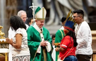 Papst Franziskus bei der Feier der heiligen Messe zur Eröffnung der Amazonas-Synode am 6. Oktober 2019 / Daniel Ibanez / CNA Deutsch 