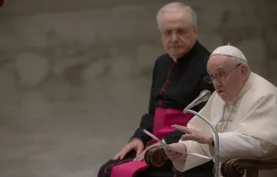 Papst Franziskus spricht bei der Generalaudienz am 1. September 2021 / Daniel Ibáñez / ​CNA Deutsch