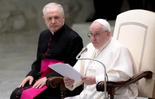 Papst Franziskus bei seiner Generalaudienz in der Aula Paul VI. im Vatikan, 27. Oktober 2021 / Daniel Ibáñez / ​CNA Deutsch 