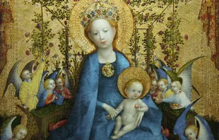 Stefan Lochner, Madonna im Rosenhag, etwa 1448, Köln, / Wallraf-Richartz-Museum & Fondation Corboud / Wikimedia ((CC0)