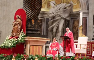 Papst Franziskus bei der Pfingstpredigt im Petersdom am 15. Mai 2016. / CNA/Daniel Ibanez