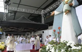 Die Muttergottes mit ihrem Sohn bei der Feier der Heiligen Messe mit Papst Franziskus in Malmö an Allerheiligen, 1. November 2016. / L'Osservatore Romano