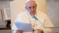 Video-Übertragung aus dem Apostolischen Palast: Papst Franziskus spricht über wirtschaftliche Ungerechtigkeit zur digitalen Generalaudienz am 26. August 2020.  / Vatican Media 