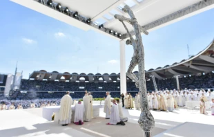 Es war das erste Pontifikalamt auf der Arabischen Halbinsel: Die heilige Messe mit Papst Franziskus am 5. Februar 2019 in Abu Dhabi. / Vatican Media / CNA Deutsch
