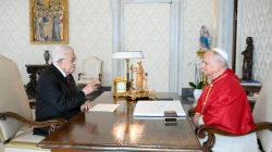 Mahmud Abbas und Papst Leo XIV. / Vatican Media