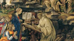 Die Jungfrau Maria erscheint dem heiligen Bernhard (Gemälde von Filippino Lippi) / gemeinfrei