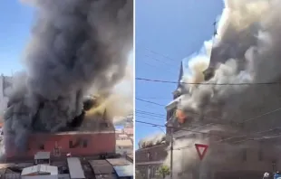 Brand der Kirche San Antonio de Padua in Iquique in Chile / Bomberos de Chile