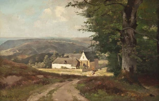 "Das alte Kloster Mariawald bei Heimbach i.d. Eifel" von Carl Schultze (1856-1935) / Wikimedia / Hargesheimer & Günther Kunstauktionen (CC0)