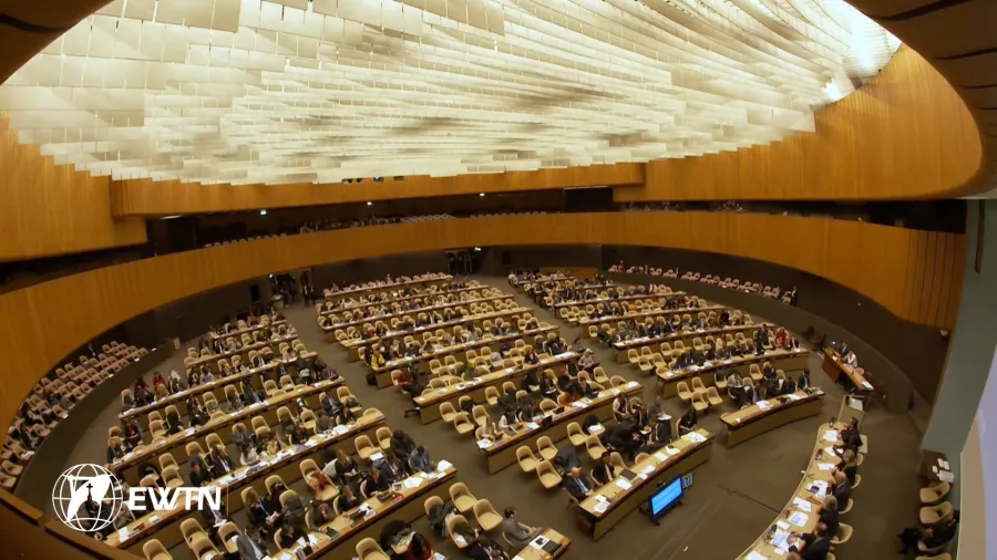 Der Sitzungsaal bei den Vereinten Nationen in Genf