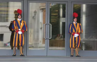 Schweizer Gardisten stehen Wache vor der Synodenaula am 13. Oktober 2014.  / CNA/Daniel Ibanez