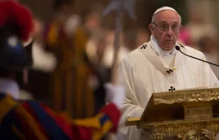 Papst Franziskus am 12. Oktober 2017 bei der Feier der heiligen Messe in der Basilika Groß Sankt Marien in Rom. / CNA / Daniel Ibanez