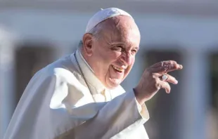 Papst Franziskus begrüßt Besucher und Pilger auf dem Petersplatz am 16. Oktober 2019 / Daniel Ibanez / CNA Deutsch 