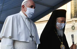 Papst Franziskus und der Ökumenische Patriarch Bartholomäus I. am 20. Oktober 2020 / Vatican Media / CNA Deutsch