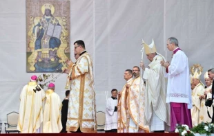Papst Franziskus bei der Feier der Göttlichen Liturgie in Blasendorf (Rumänien) am 2. Juni 2019 / Vatican Media
