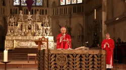 Bischof Rudolf Voderholzer zelebrierte alleine die Heilige Messe, Diakon Peter Nickl (rechts) assistierte ihm. / Jakob Schötz