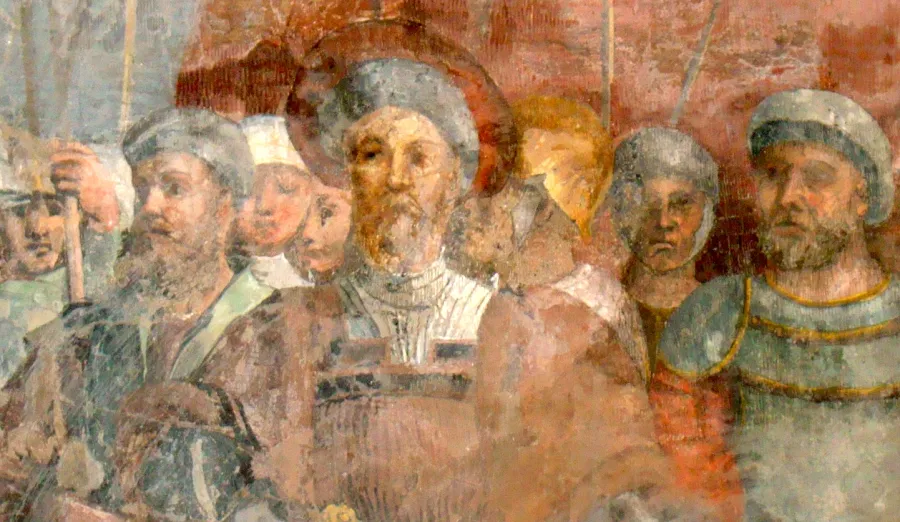 Gardehauptmann Kaspar Röist im Fresko von Polidoro Caravaggio am Campo Santo Teutonico im Vatikan.
