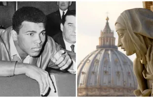 Der Boxer im Jahr 1966 (links) und die Statue der Kirchenlehrerin im Jahr 2015.
 / EWTN/Paul Badde (rechts)/ Dutch National Archives, The Hague, Fotocollectie Algemeen Nederlands Persbureau (ANEFO), Bestanddeelnummer 924-3060 via Wikimedia (CC BY-SA 3.0 nl)