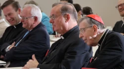 Kardinal Kurt Koch (rechts) beim "Benedikt XVI. Forum" in Hamburg. Neben ihm die Organisatoren Markus Graulich, Wilhelm Hegenbart und Ralph Weimann. / Athinea Andryszczak / Benedikt XVI. Forum