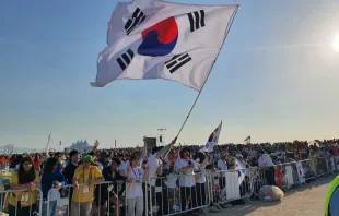 Koreanische Pilger beim Weltjugendtag in Lissabon. Der nächste Austragungsort ist in der  südkoreanischen Hauptstadt Seoul. / Hannah Brockhaus / CNA