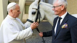 Papst Leo mit seinem Pferd Proton / Vatican Media