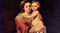 Die Muttergottes mit dem Rosenkranz: Gemälde des spanischen Barockmalers Bartolomé Esteban Murillo (Ausschnitt). / Gemeinfrei