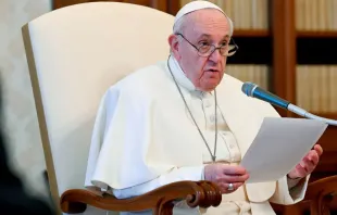 Papst Franziskus spricht bei der digitalen Generalaudienz am 21. April 2021 / Vatican media 