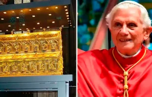 „Ohne die Heiligen Drei Könige, welche die Geschichte, die Kultur und den Glauben Kölns so sehr beeinflußt haben, wäre die Stadt nicht das, was sie ist.“ Papst Benedikt XVI. auf seiner Apostolischen Reise nach Köln zum XX. Weltjugendtag, 18. August 2005 / Vatican Media