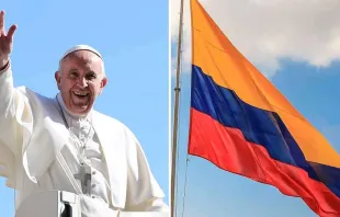 Papst Franziskus und die Flagge Kolumbiens / CNA / Daniel Ibanez, Pixabay (Gemeinfrei)