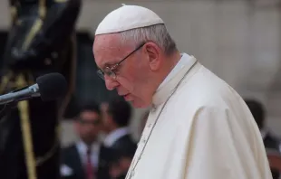 Papst Franziskus hälte eine Rede beim Besuch des Regierungspalastes in Lima, Peru am 19. Januar 2018. / CNA / Alvaro de Juana