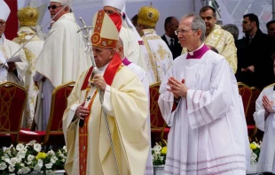 Papst Franziskus bei der Feier der heiligen Messe in Skopje am 7. Mai 2019 / Vatican Media Pool