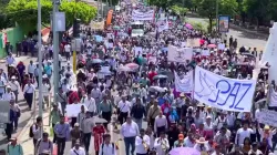 Gläubige marschieren am 13. September 2024 in Chiapas (Mexiko) für Frieden / Bistum San Cristóbal de las Casas